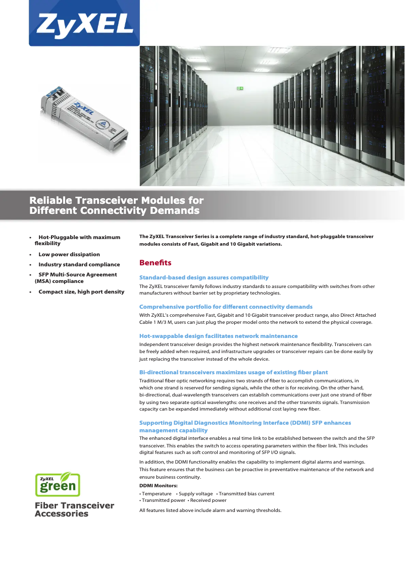 Imagen de la primera página del manual del dispositivo SFP-100FX-2