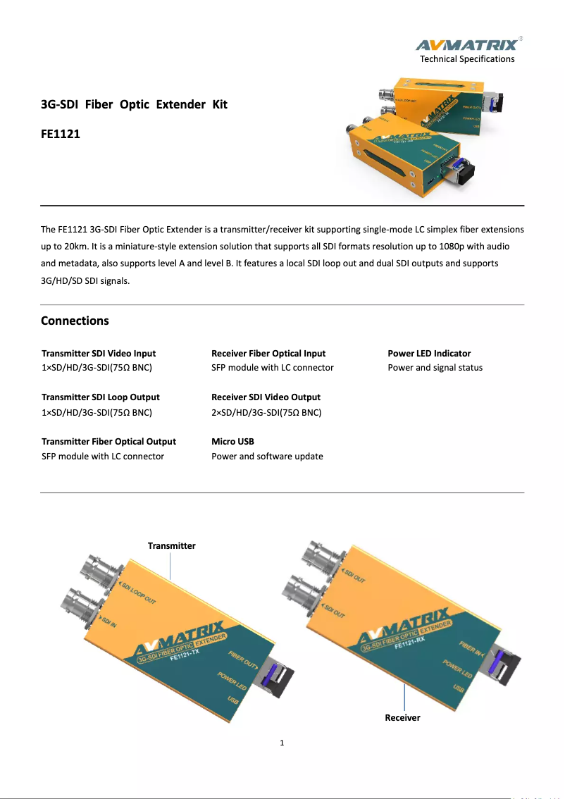 Página 1 del manual Manual de usuario AVMATRIX FE1121