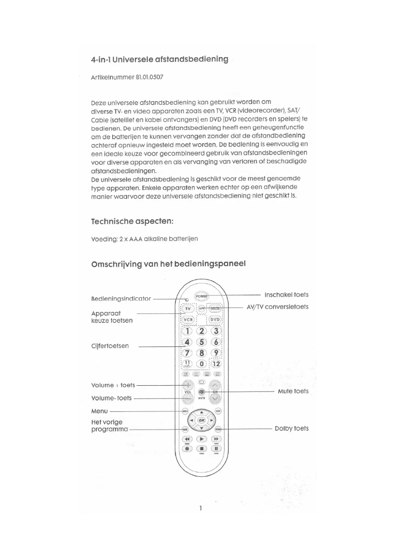 Imagen de la primera página del manual del dispositivo 81.01.0507