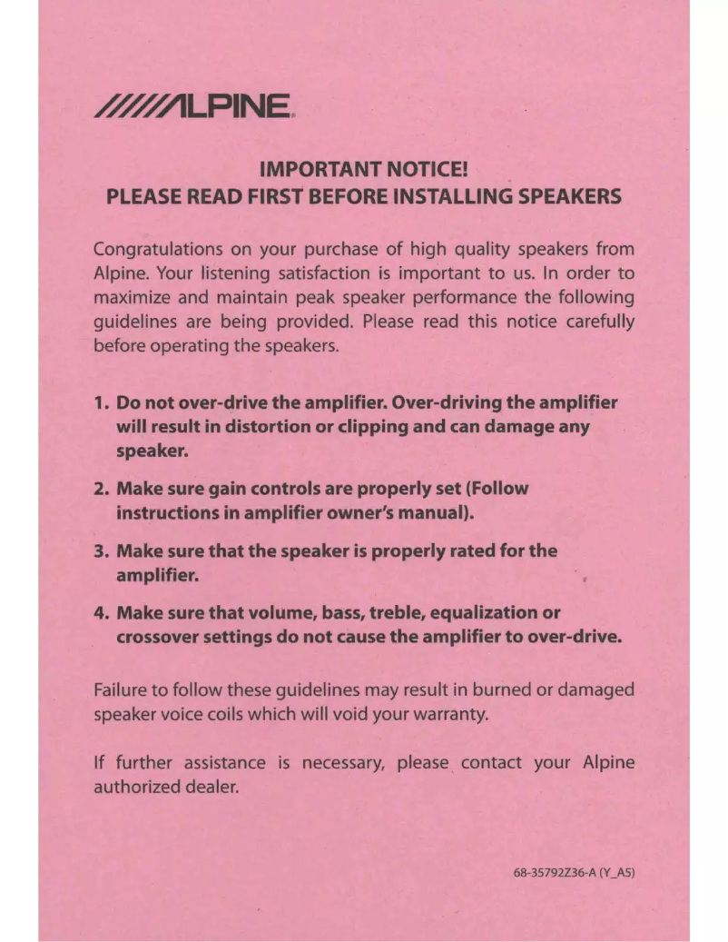 Página 1 del manual Manual de usuario Alpine R-S65.2