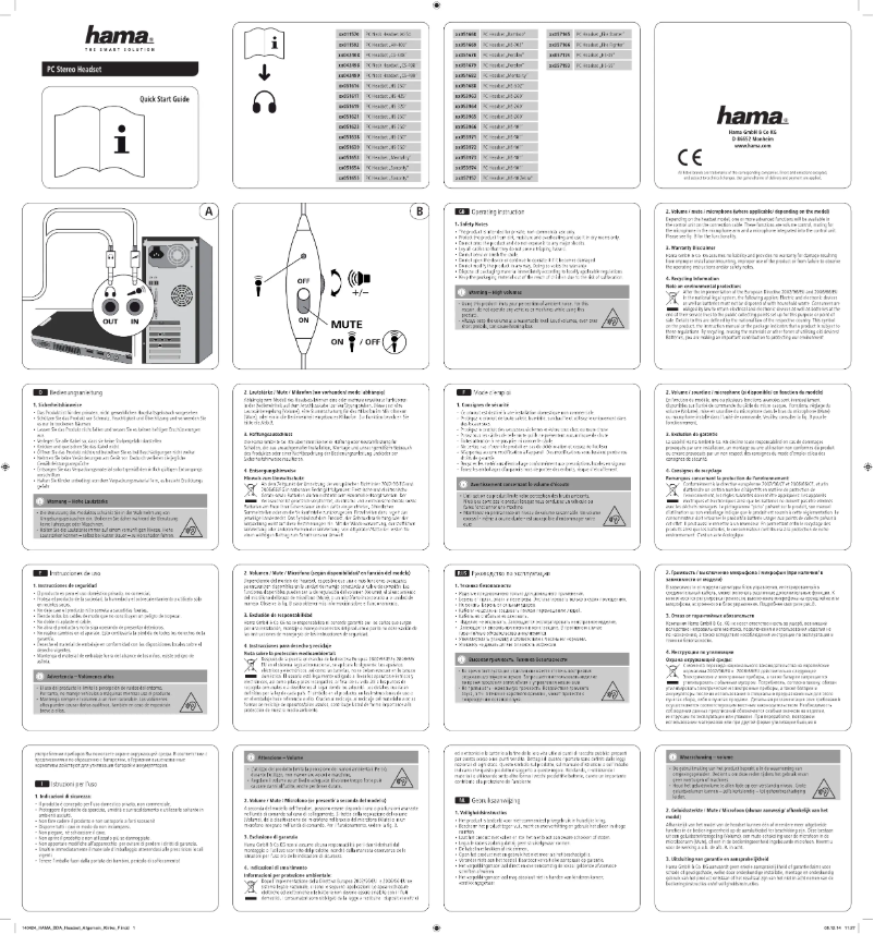 Imagen de la primera página del manual del dispositivo PC Stereo Headset 00057165