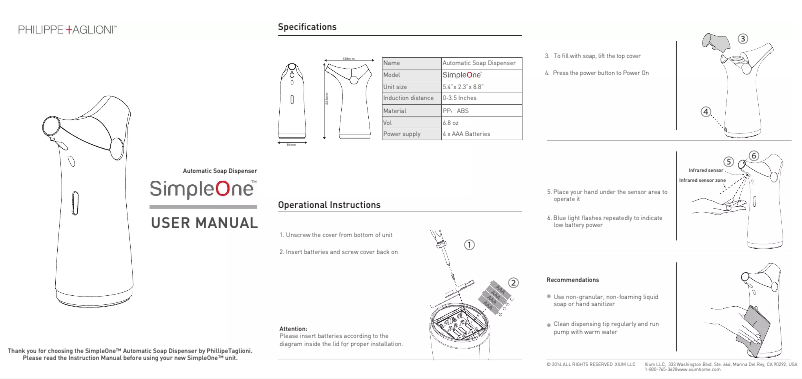 Página nº 1 - Manual de usuario Philippe+Aglioni SimpleOne