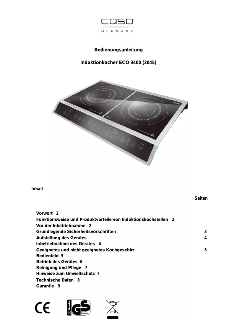 Imagen de la primera página del manual del dispositivo ECO 3400