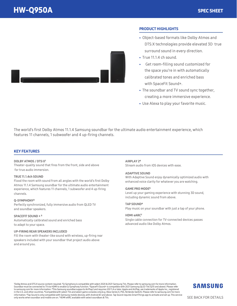 Imagen de la primera página del manual del dispositivo HW-Q950A