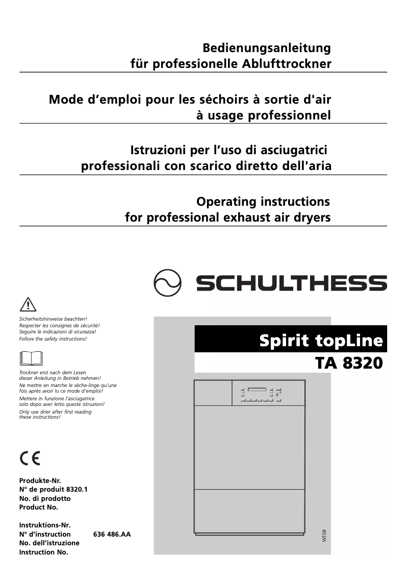 Página 1 del manual Manual de usuario Schulthess Spirit TopLine TA 8320