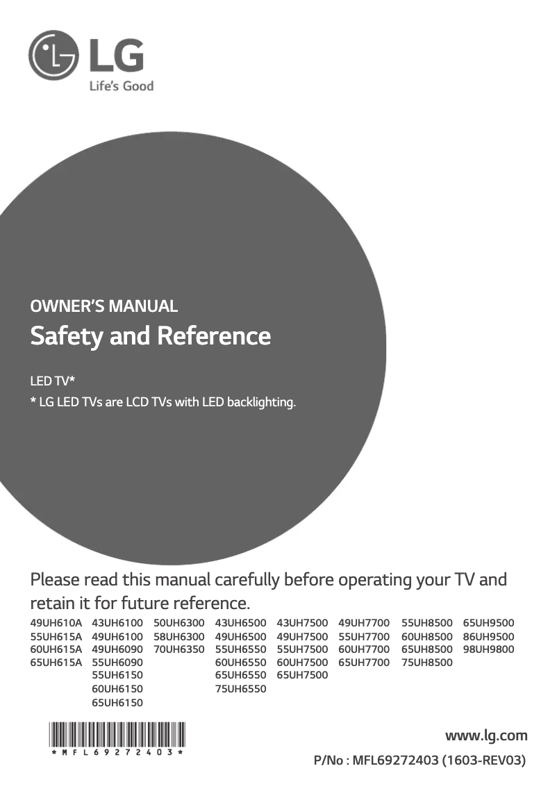 Imagen de la primera página del manual del dispositivo 60UH7700