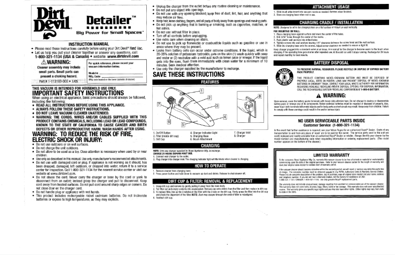 Página 1 del manual Manual de usuario Dirt Devil Detailer MCV2000