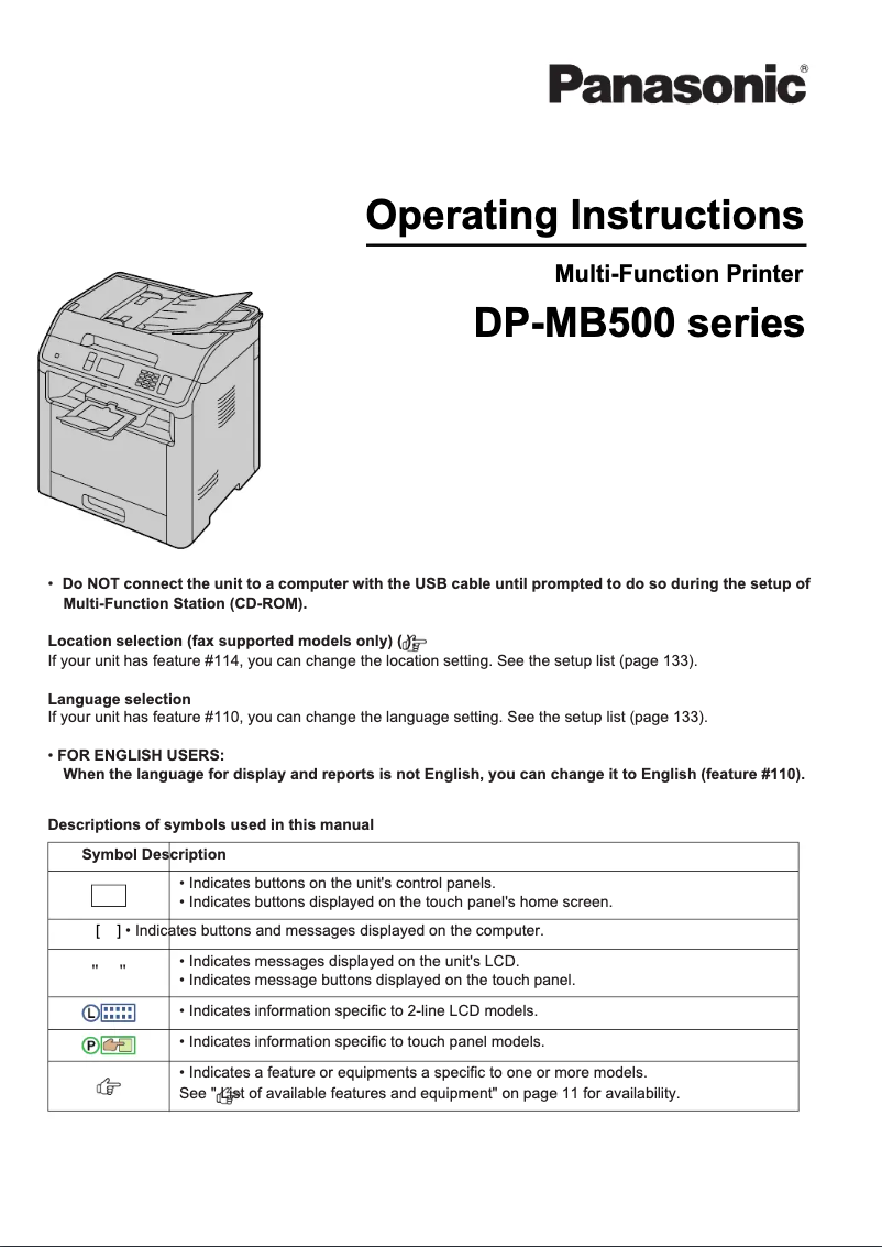 Página 1 del manual Manual de usuario Panasonic DP-MB545CX