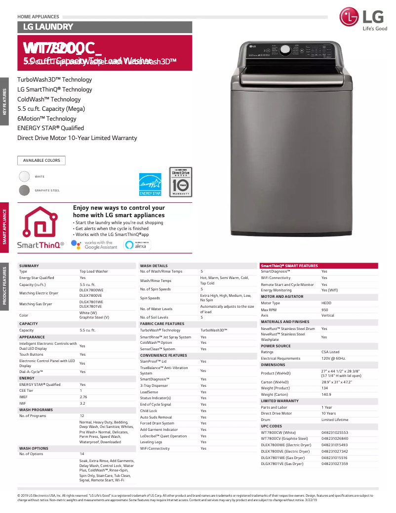 Imagen de la primera página del manual del dispositivo WT7800CV