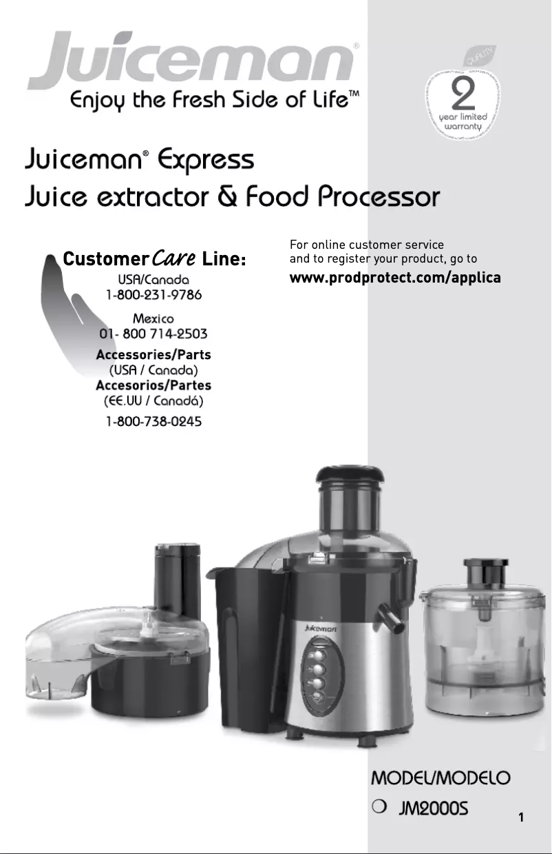 Página 1 del manual Manual de usuario Juiceman JM2000S