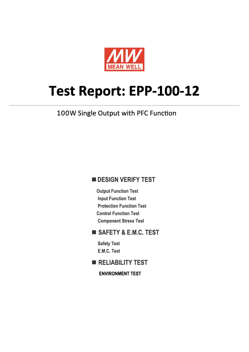 Página 1 del manual Ficha técnica Mean Well EPP-100-12