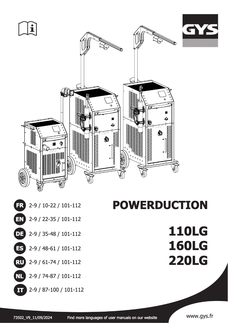 Imagen de la primera página del manual del dispositivo Powerduction 160LG