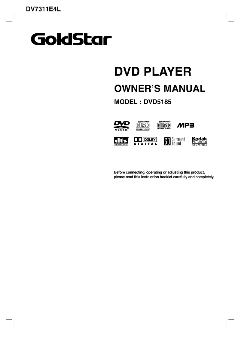 Imagen de la primera página del manual del dispositivo DVD5185