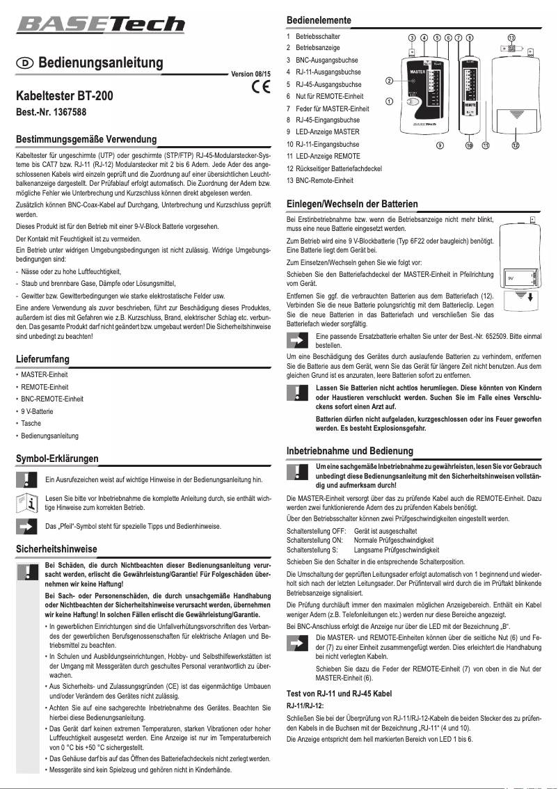 Imagen de la primera página del manual del dispositivo BT-200