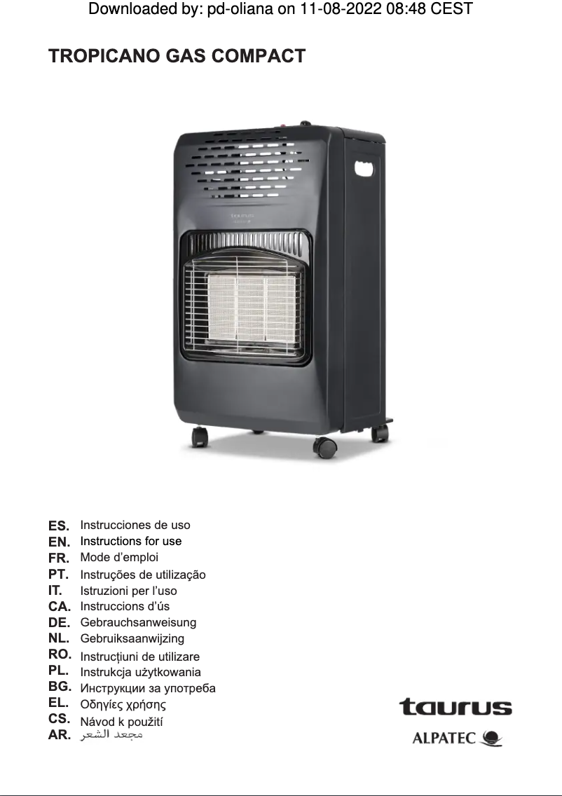Página nº 1 - Manual de usuario Taurus Tropicano Gas Compact