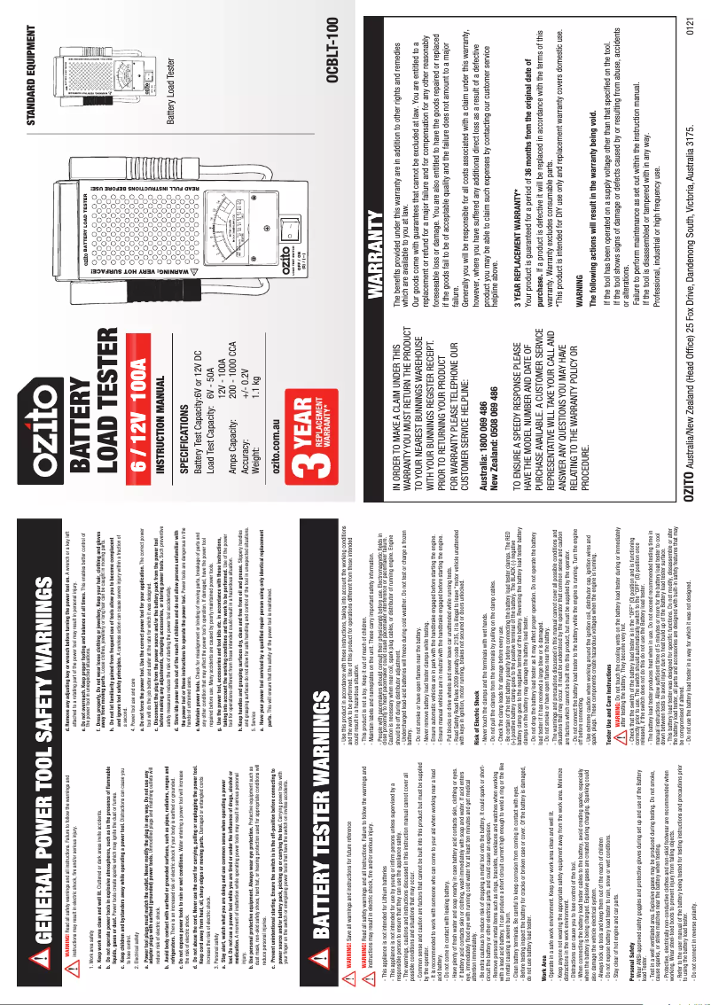 Imagen de la primera página del manual del dispositivo OCBLT-100