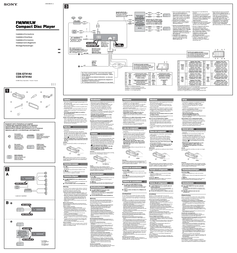 Página nº 1 - Guía de instalación Sony CDX-GT414U