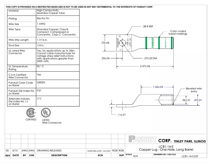 Imagen de la primera página del manual del dispositivo LCB1-14-E