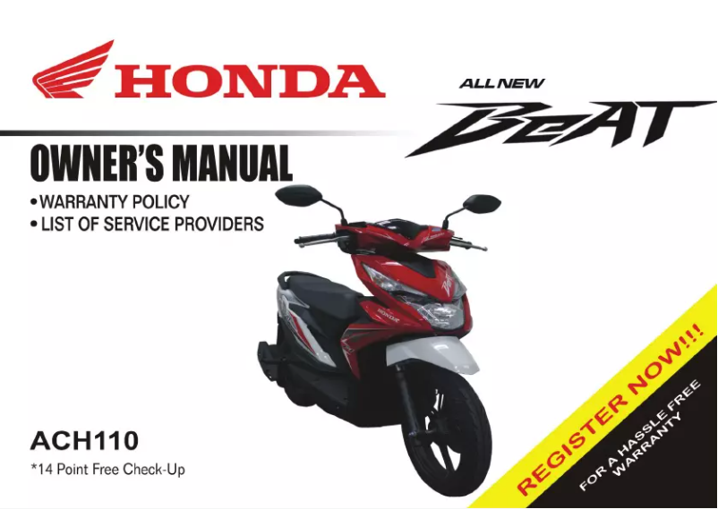 Página 1 del manual Manual de usuario Honda Beat 110 (2018)
