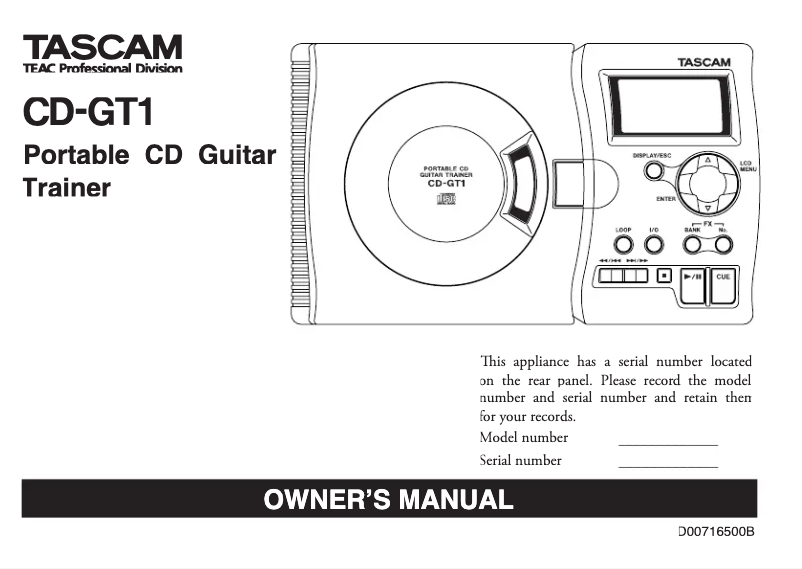 Imagen de la primera página del manual del dispositivo CD-GT1