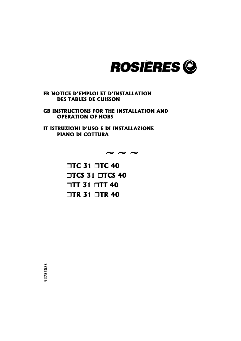 Página 1 del manual Manual de usuario Rosieres TR 31 RUBM