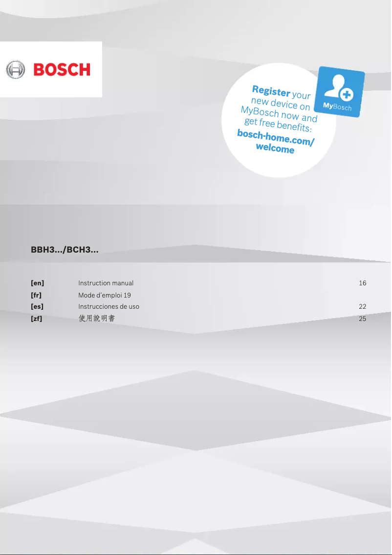 Página 1 del manual Manual de usuario Bosch BBH3230GB