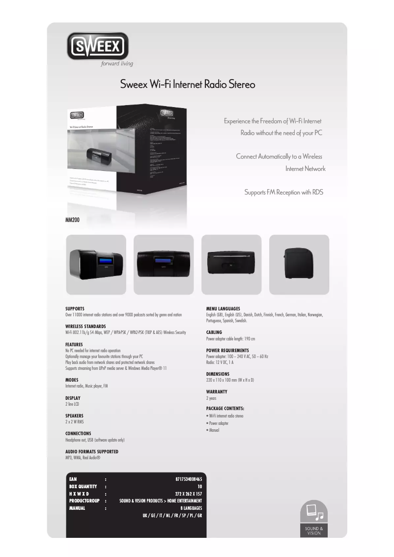 Imagen de la primera página del manual del dispositivo MM200