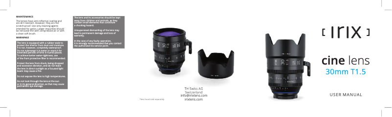 Imagen de la primera página del manual del dispositivo 30mm T1.5