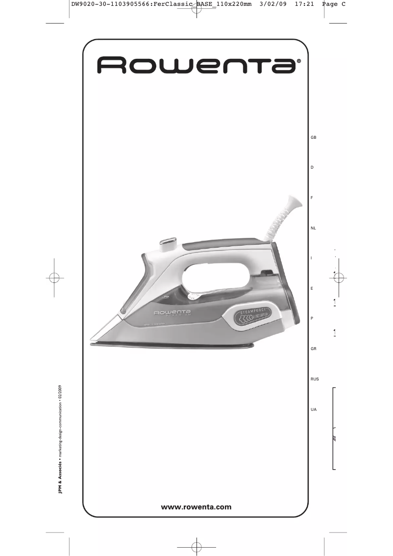 Imagen de la primera página del manual del dispositivo Steamium DW9010