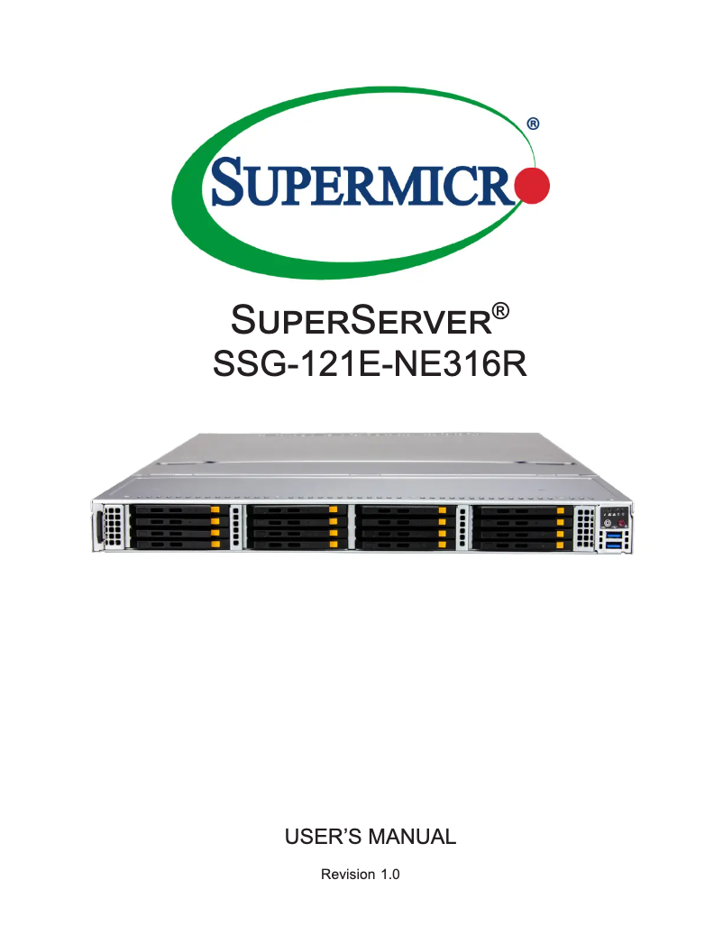 Imagen de la primera página del manual del dispositivo SuperServer SSG-121E-NE316R