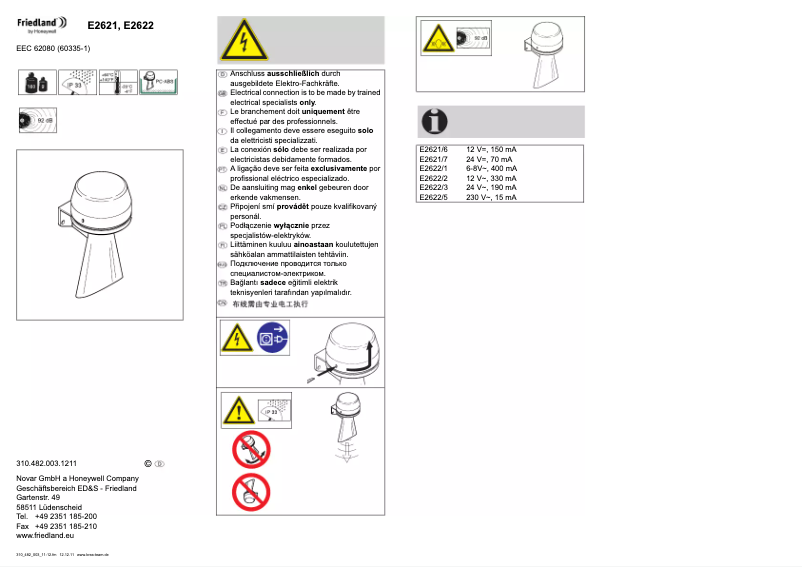 Imagen de la primera página del manual del dispositivo E2621