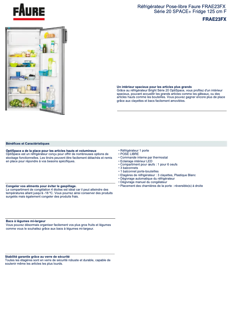 Página nº 1 - Ficha técnica Faure FRAE23FX