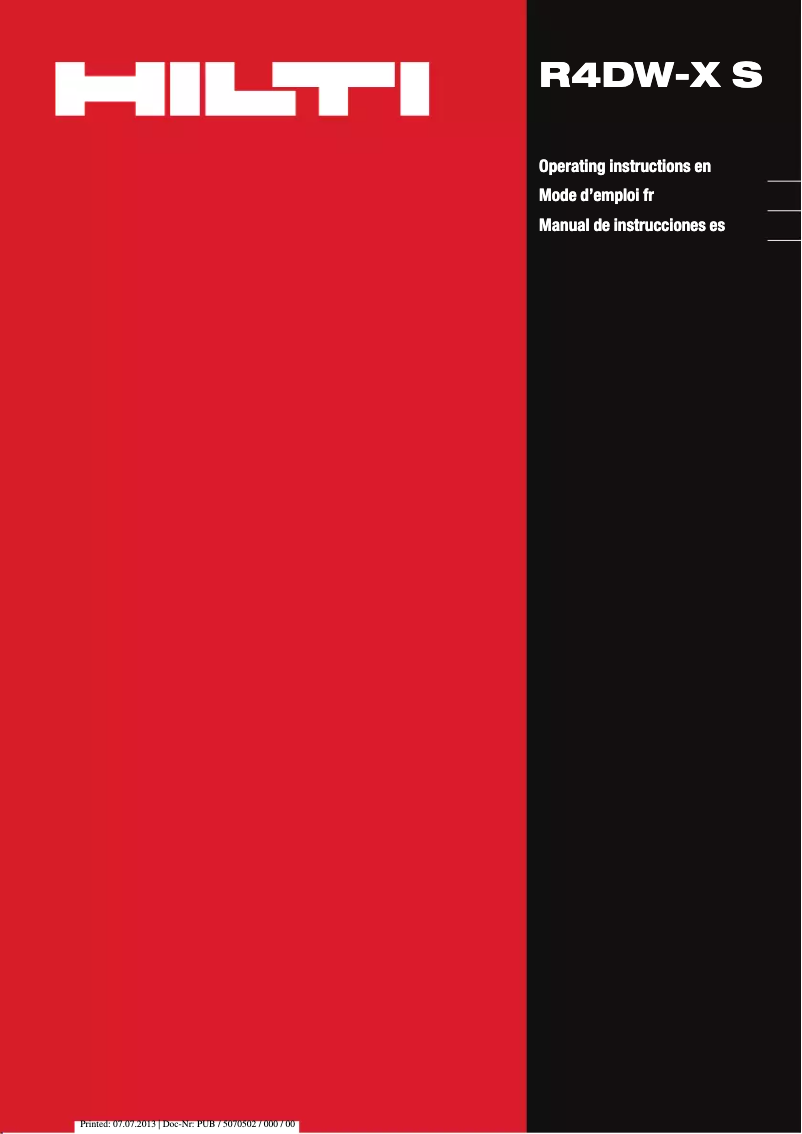 Página 1 del manual Manual de usuario Hilti R4DW-X