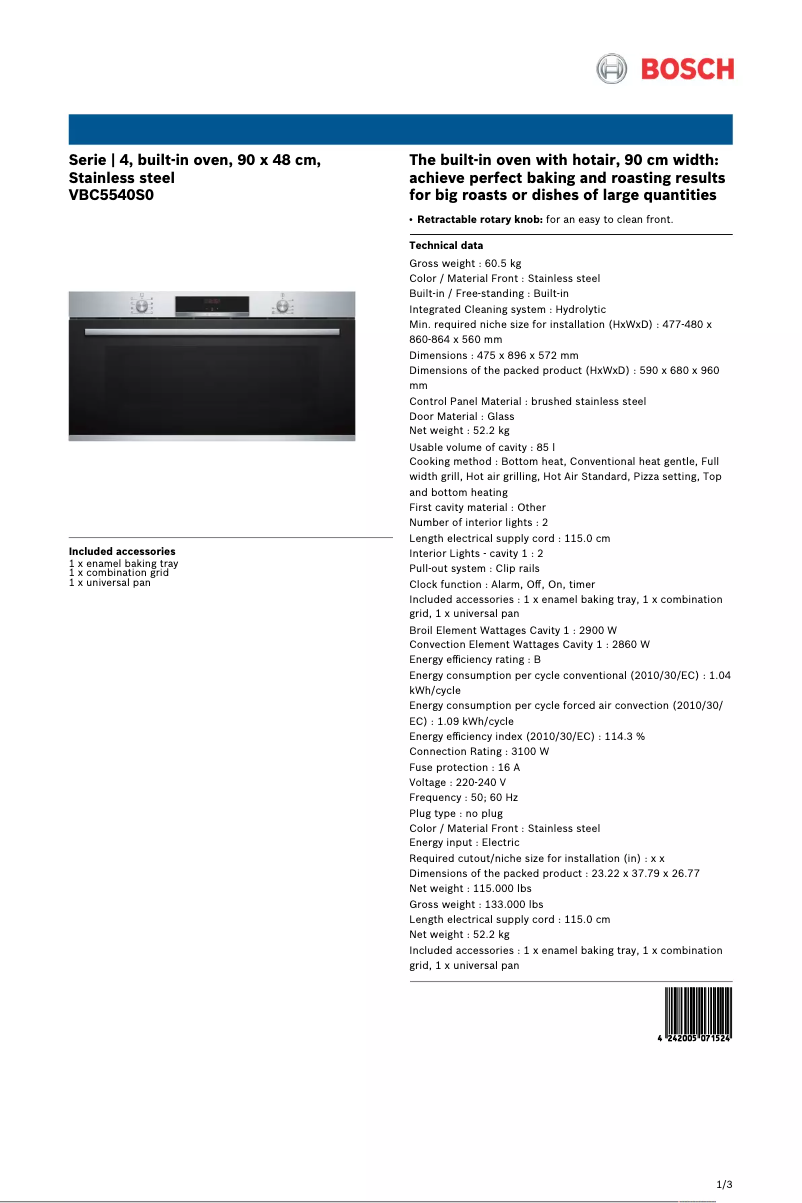 Imagen de la primera página del manual del dispositivo VBC5540S0