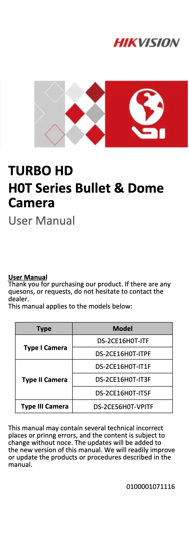 Imagen de la primera página del manual del dispositivo DS-2CE16H0T-IT5F