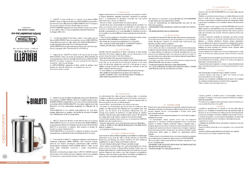 Página 1 del manual Manual de usuario Bialetti Cappuccinatore