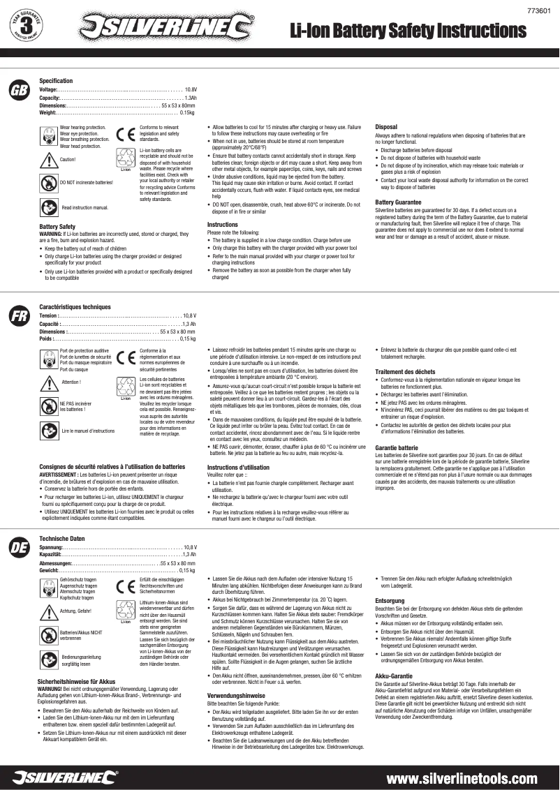 Página 1 del manual Manual de usuario Silverline 773601