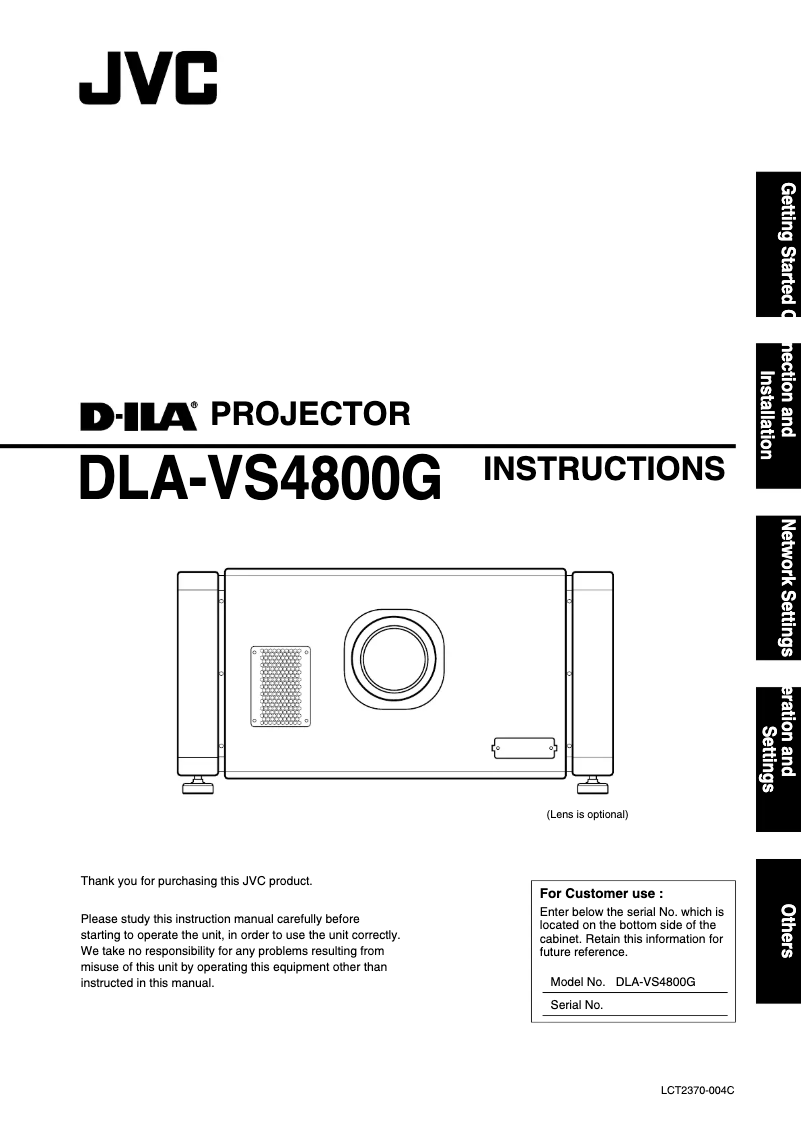 Imagen de la primera página del manual del dispositivo DLA-VS4800