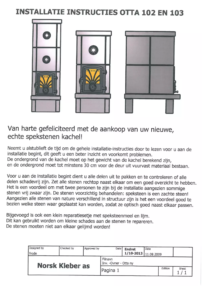 Página 1 del manual Manual de usuario Norsk Kleber Otta 103