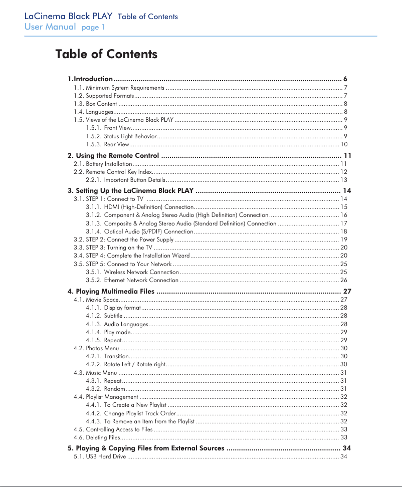 Imagen de la primera página del manual del dispositivo Black Play
