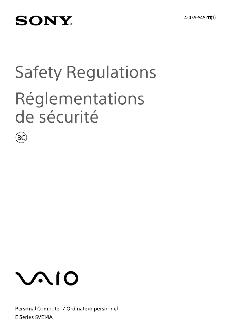 Página 1 del manual Instrucciones de seguridad Sony Vaio SVE14A35CXH