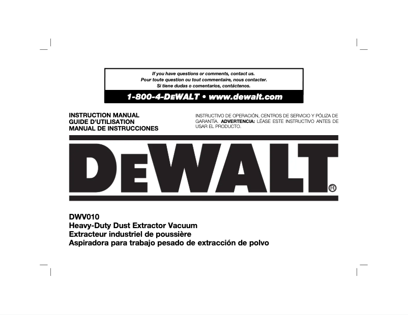 Página nº 1 - Manual de usuario DeWalt DWV010