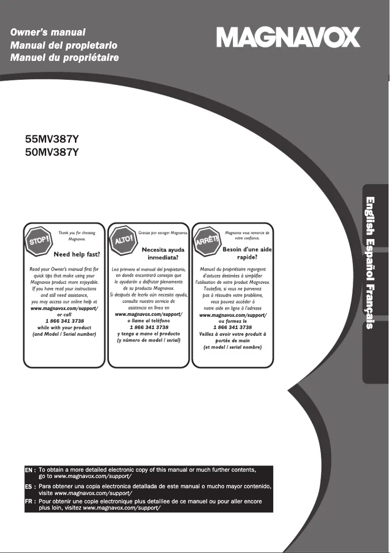 Imagen de la primera página del manual del dispositivo 55MV387Y