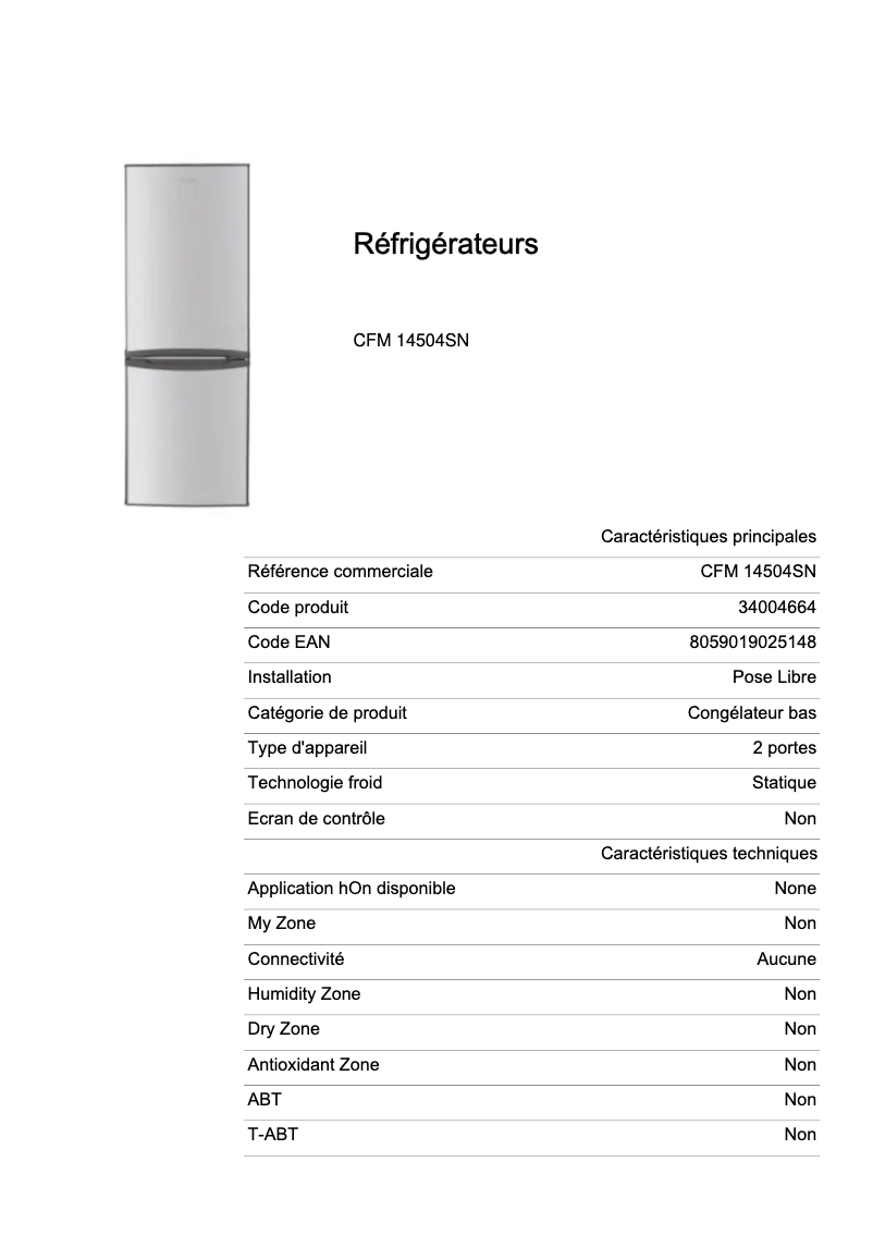 Imagen de la primera página del manual del dispositivo CFM 14504SN