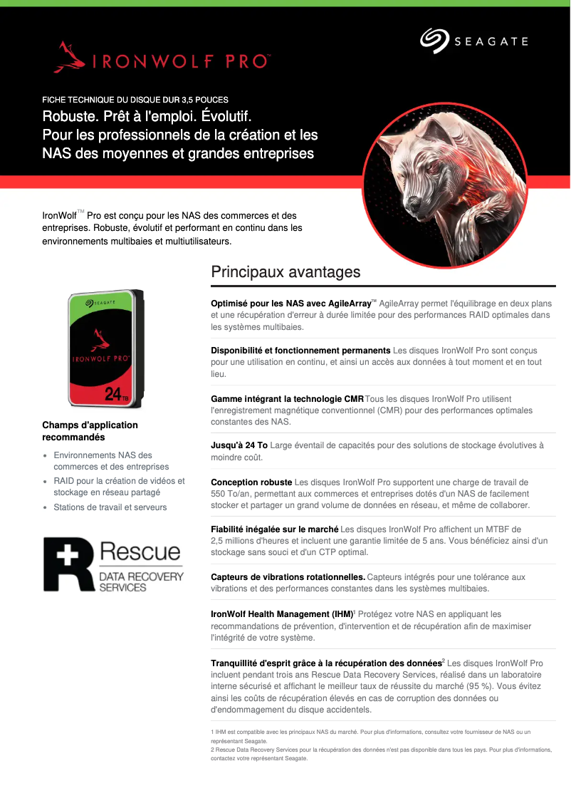 Imagen de la primera página del manual del dispositivo IronWolf Pro