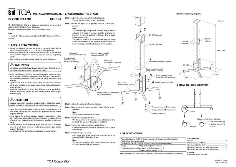 Imagen de la primera página del manual del dispositivo SR-FS4