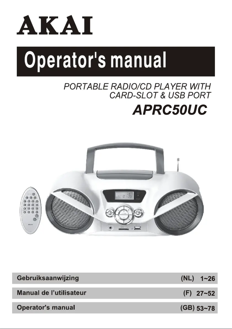 Imagen de la primera página del manual del dispositivo APRC50UC