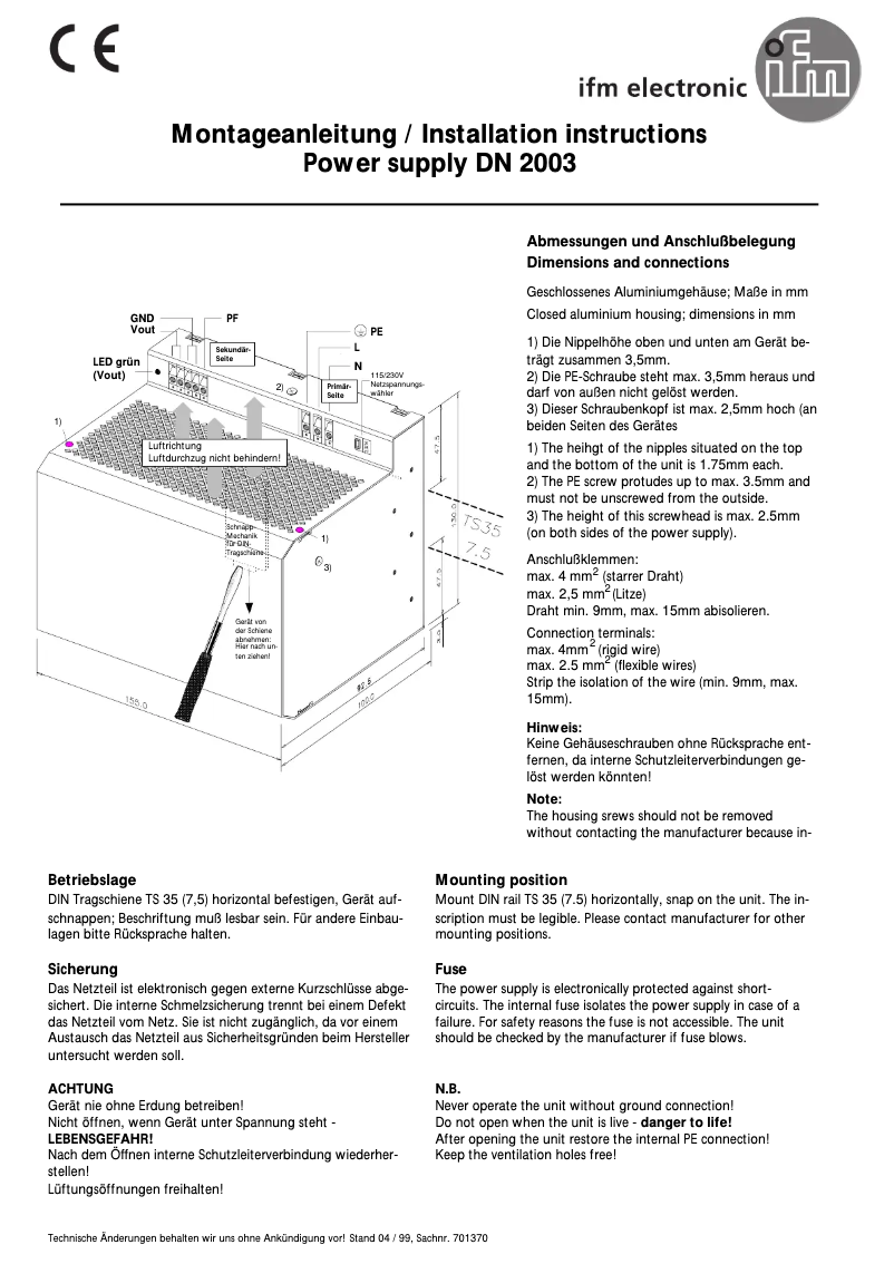 Imagen de la primera página del manual del dispositivo DN2003