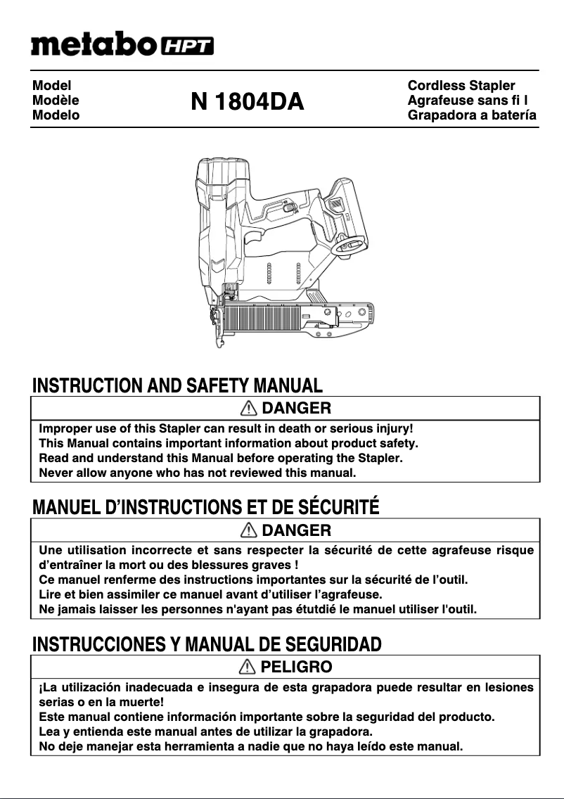 Página nº 1 - Manual de usuario Metabo N1804DA