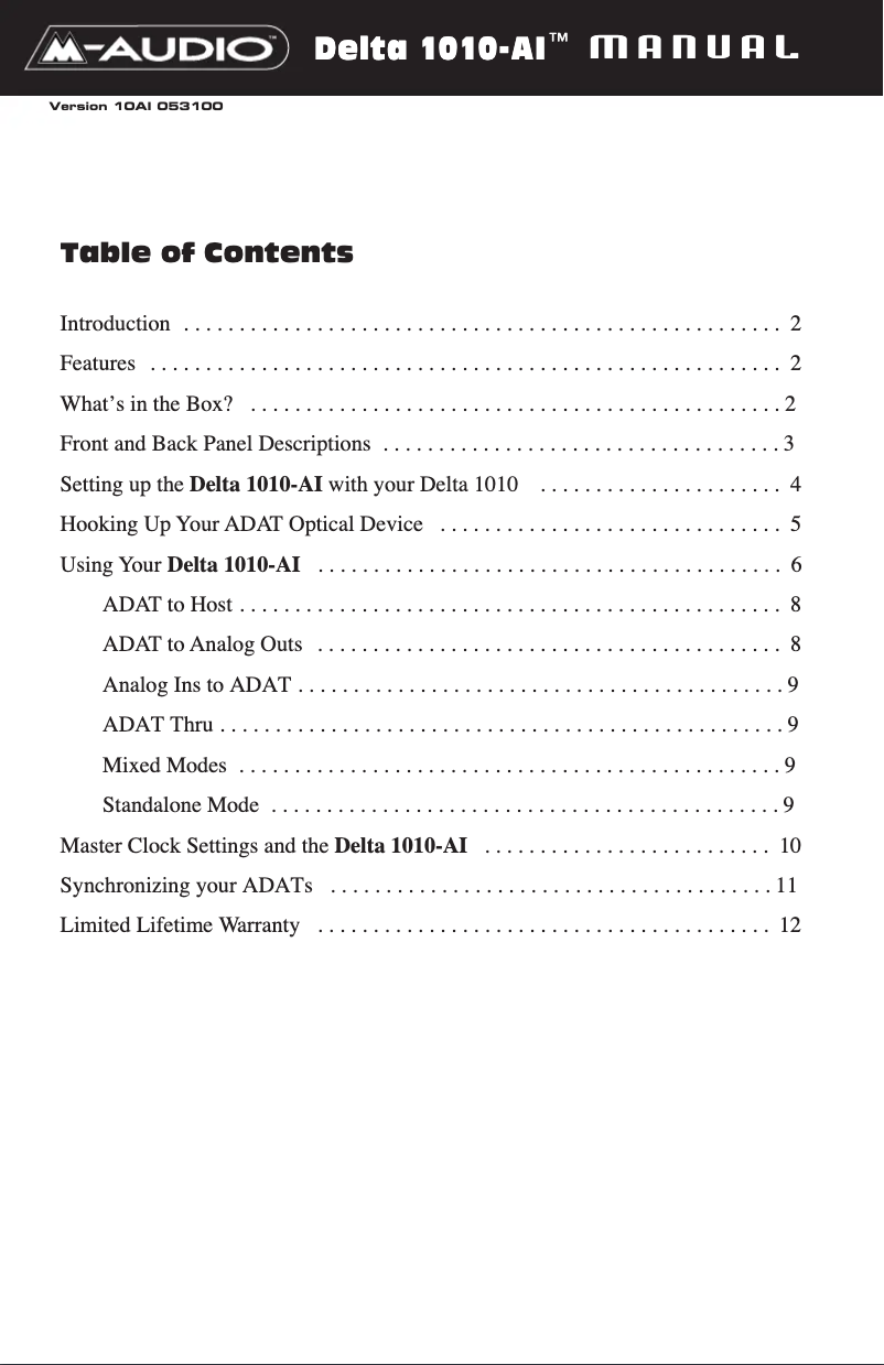 Página 1 del manual Manual de usuario M-Audio Delta 1010AI